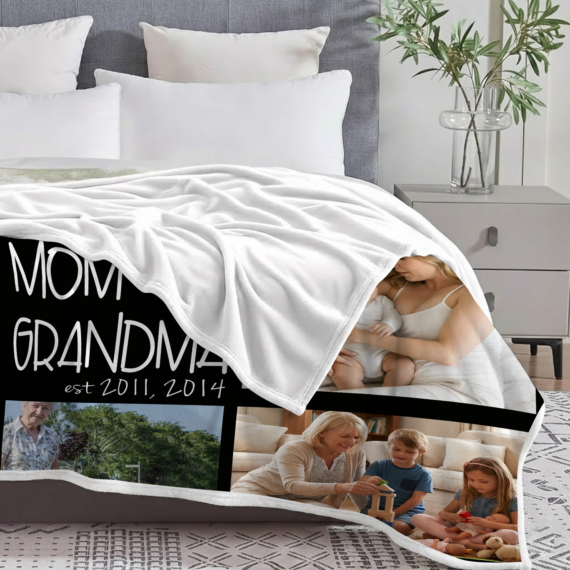 Personalized Grandma Photo Blanket – Custom Family Photo Gift for Grandma