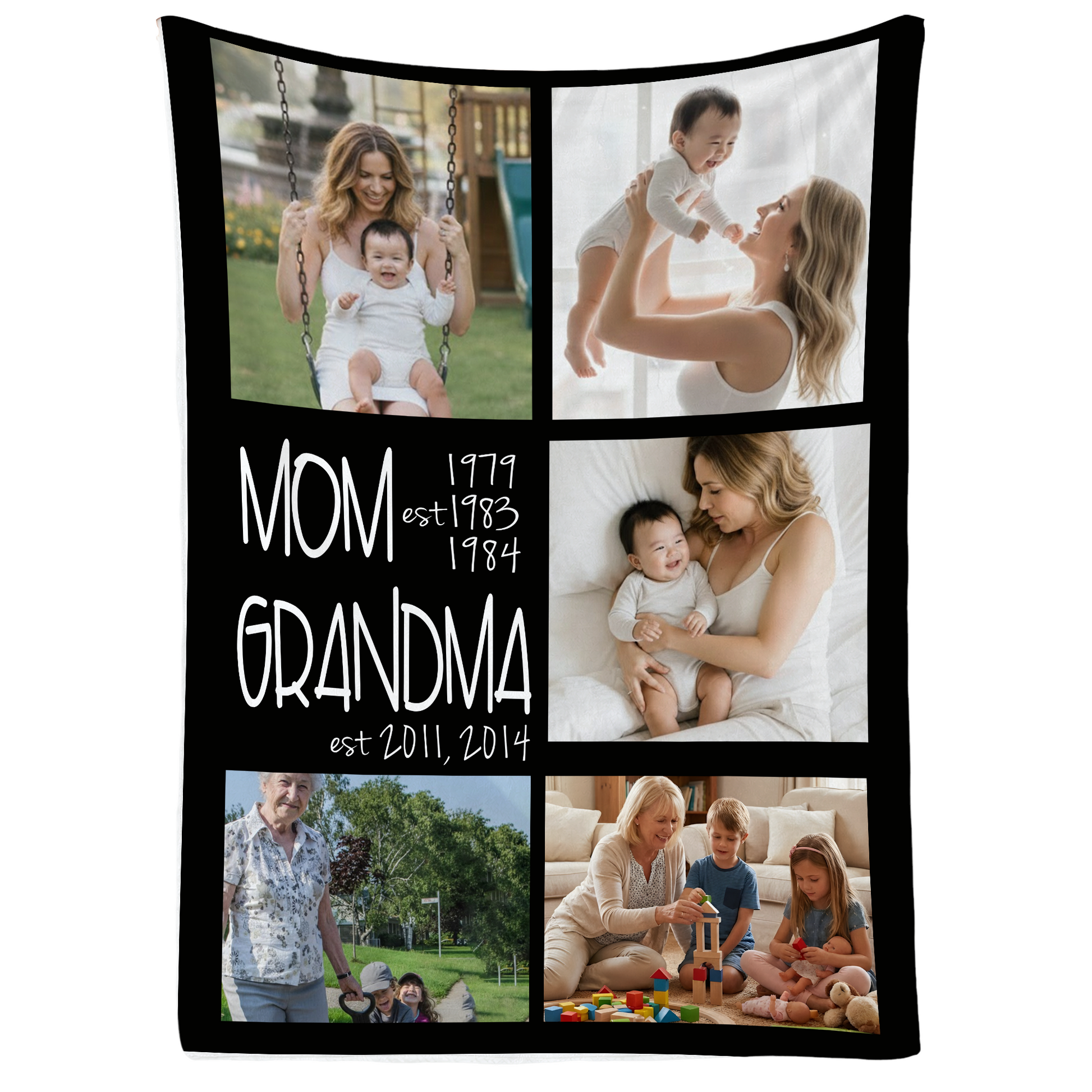 Personalized Grandma Photo Blanket – Custom Family Photo Gift for Grandma
