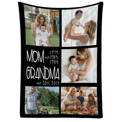 Personalized Grandma Photo Blanket – Custom Family Photo Gift for Grandma