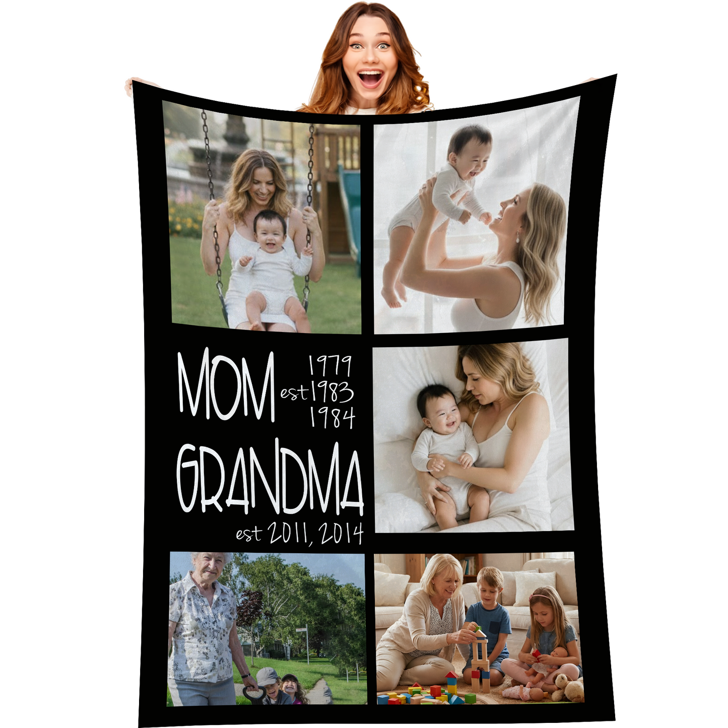 Personalized Grandma Photo Blanket – Custom Family Photo Gift for Grandma