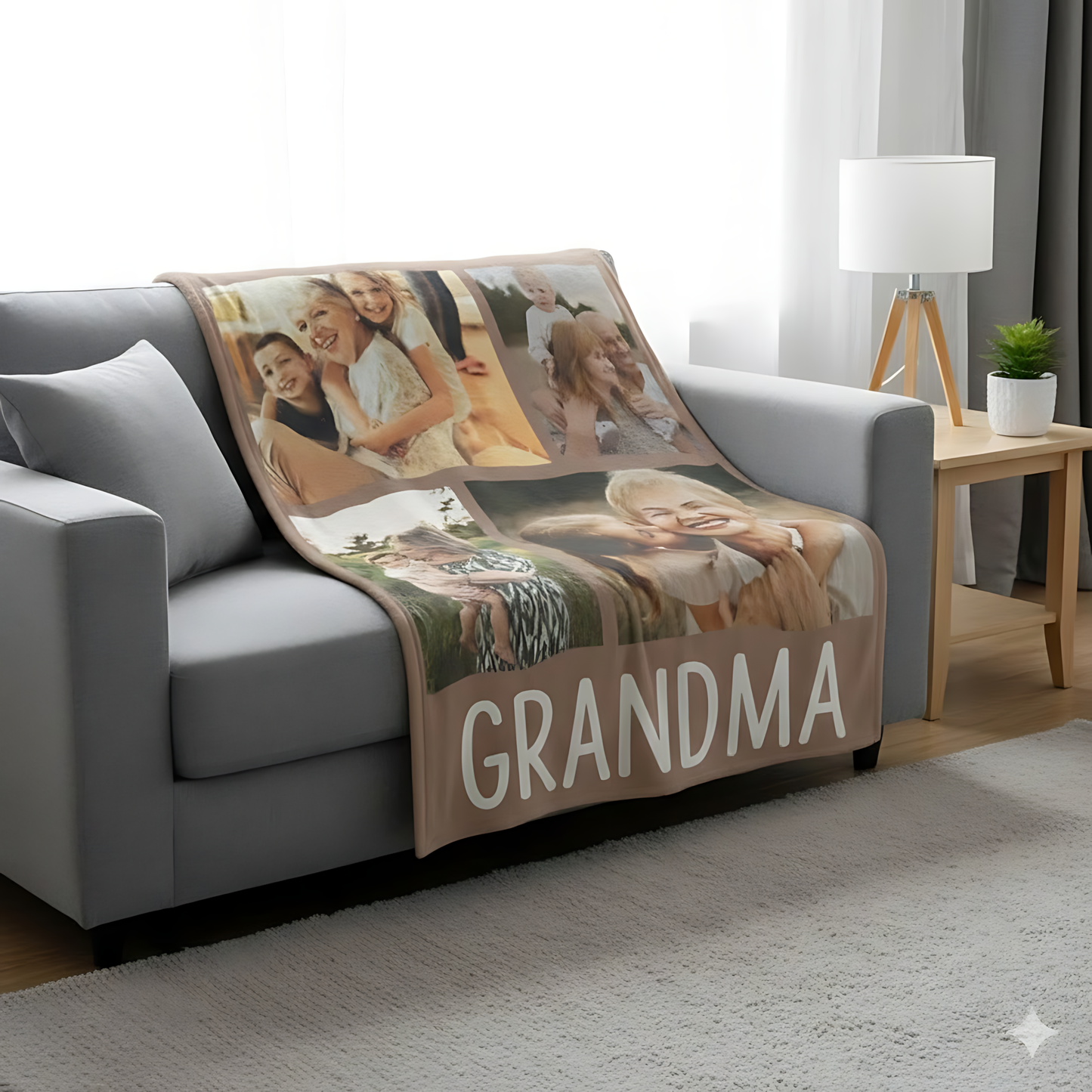 Personalized Grandma Photo Blanket – Custom Family Picture Blanket Gift