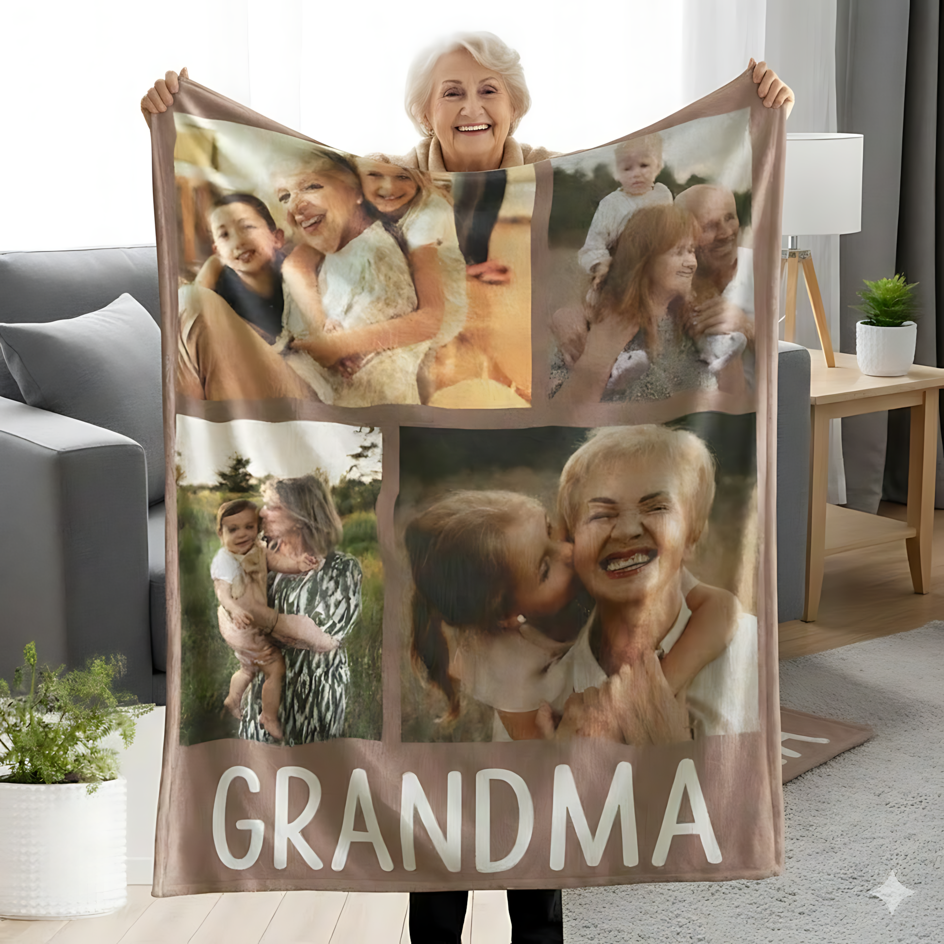 Personalized Grandma Photo Blanket – Custom Family Picture Blanket Gift