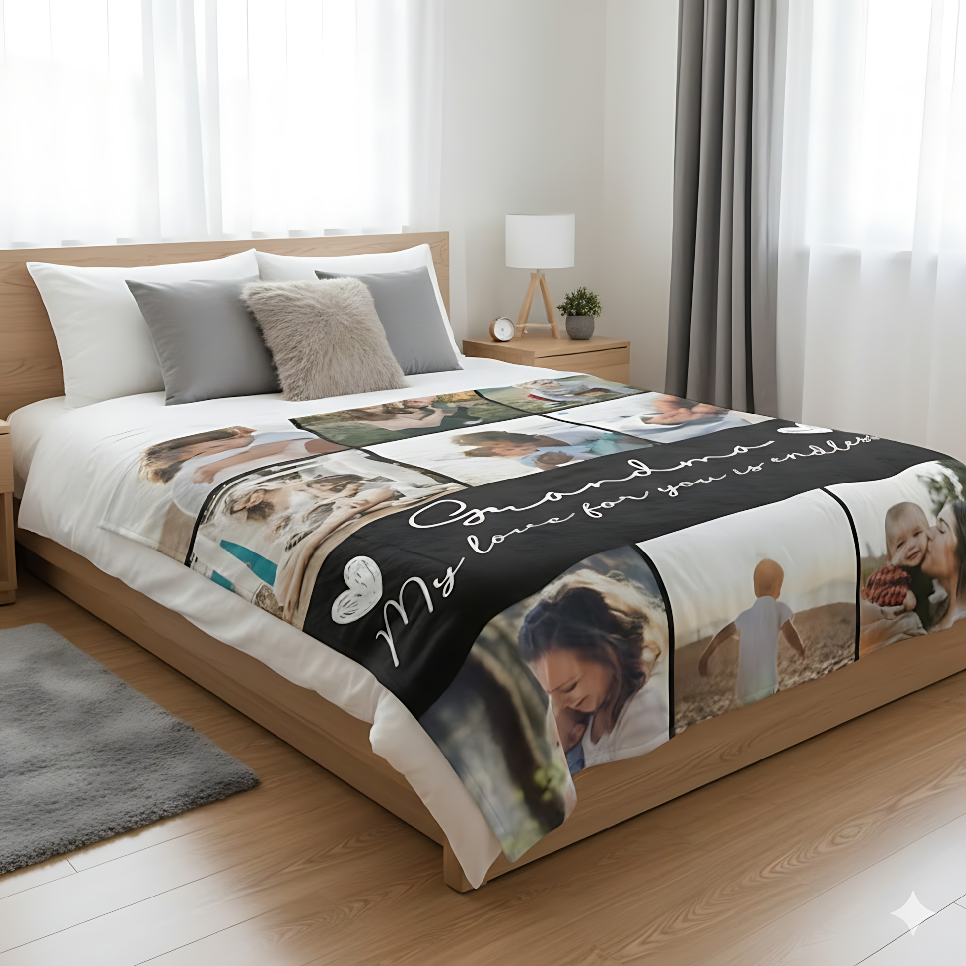 Personalized Grandma Photo Blanket – My Love For You Is Endless Custom Gift