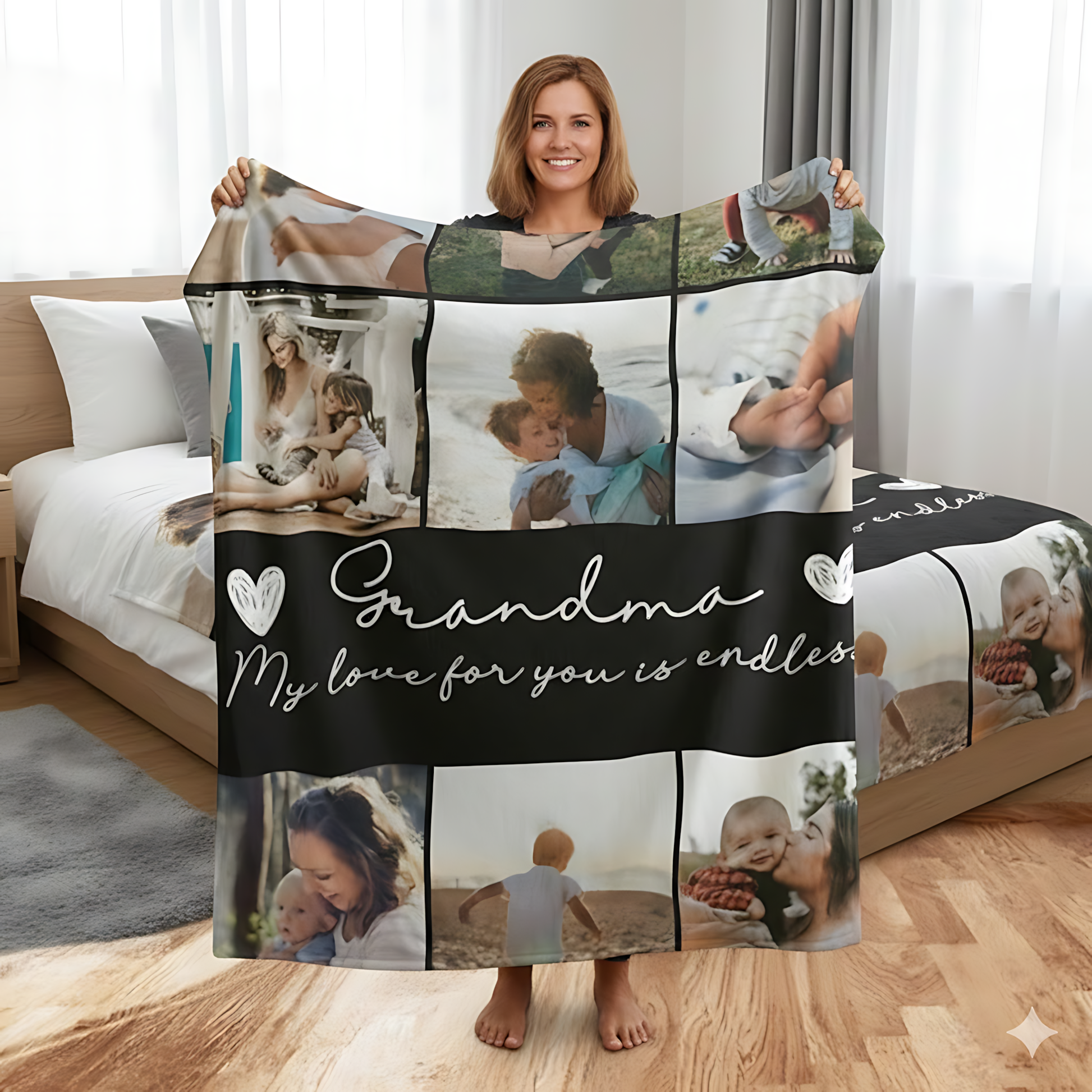 Personalized Grandma Photo Blanket – My Love For You Is Endless Custom Gift