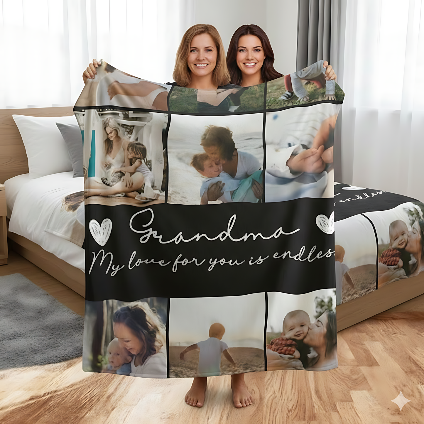 Personalized Grandma Photo Blanket – My Love For You Is Endless Custom Gift