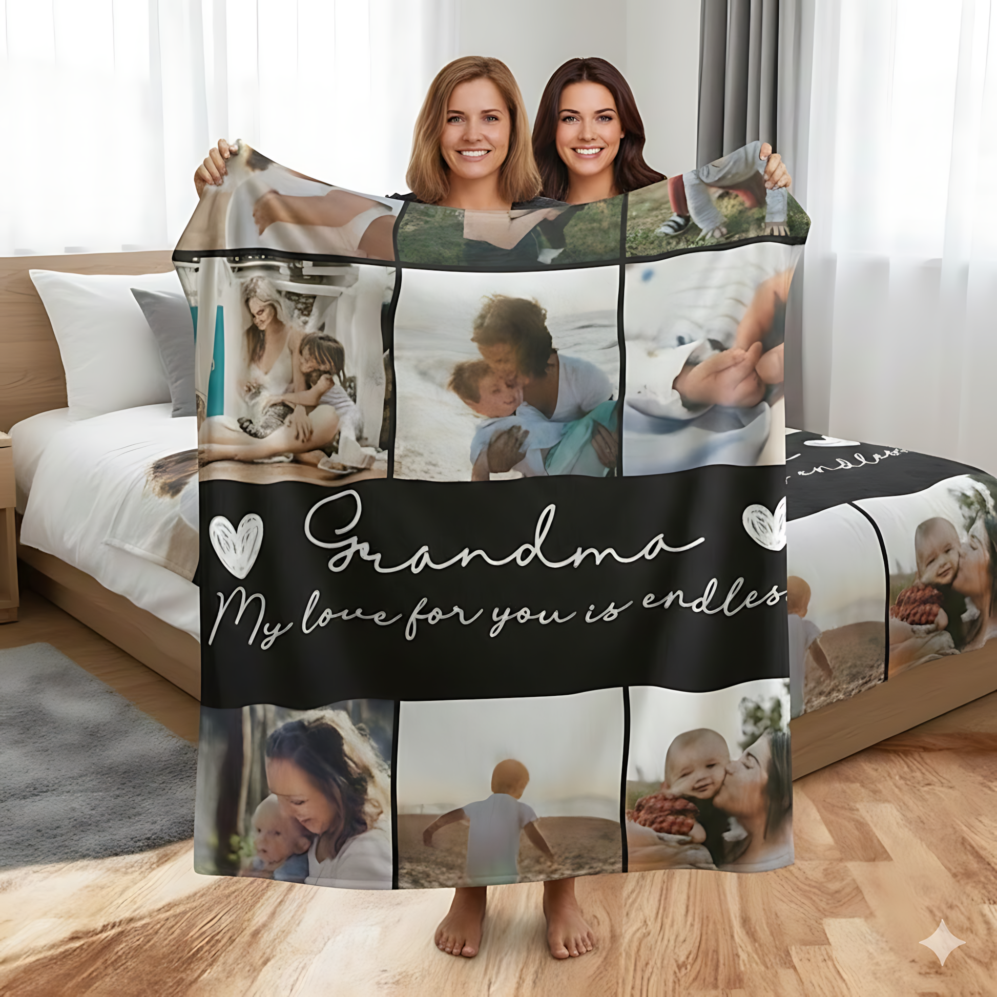 Personalized Grandma Photo Blanket – My Love For You Is Endless Custom Gift