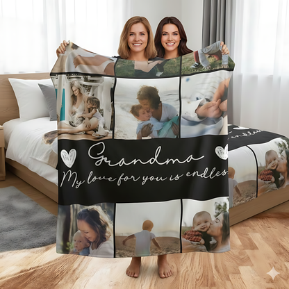 Personalized Grandma Photo Blanket – My Love For You Is Endless Custom Gift