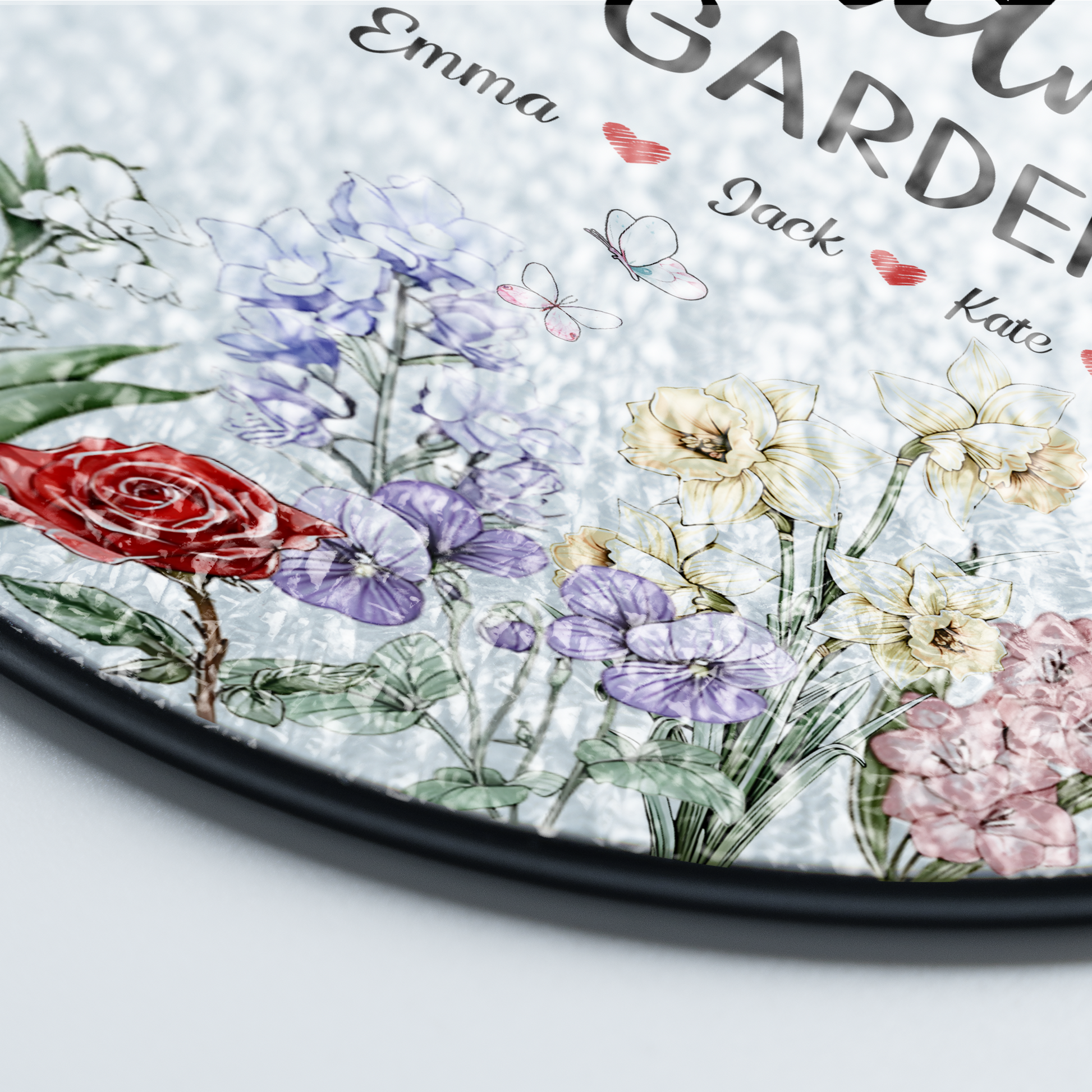 Personalized Grandma’s Garden Stained Glass Suncatcher – Custom Names Floral Window Hanging Gift for Grandma