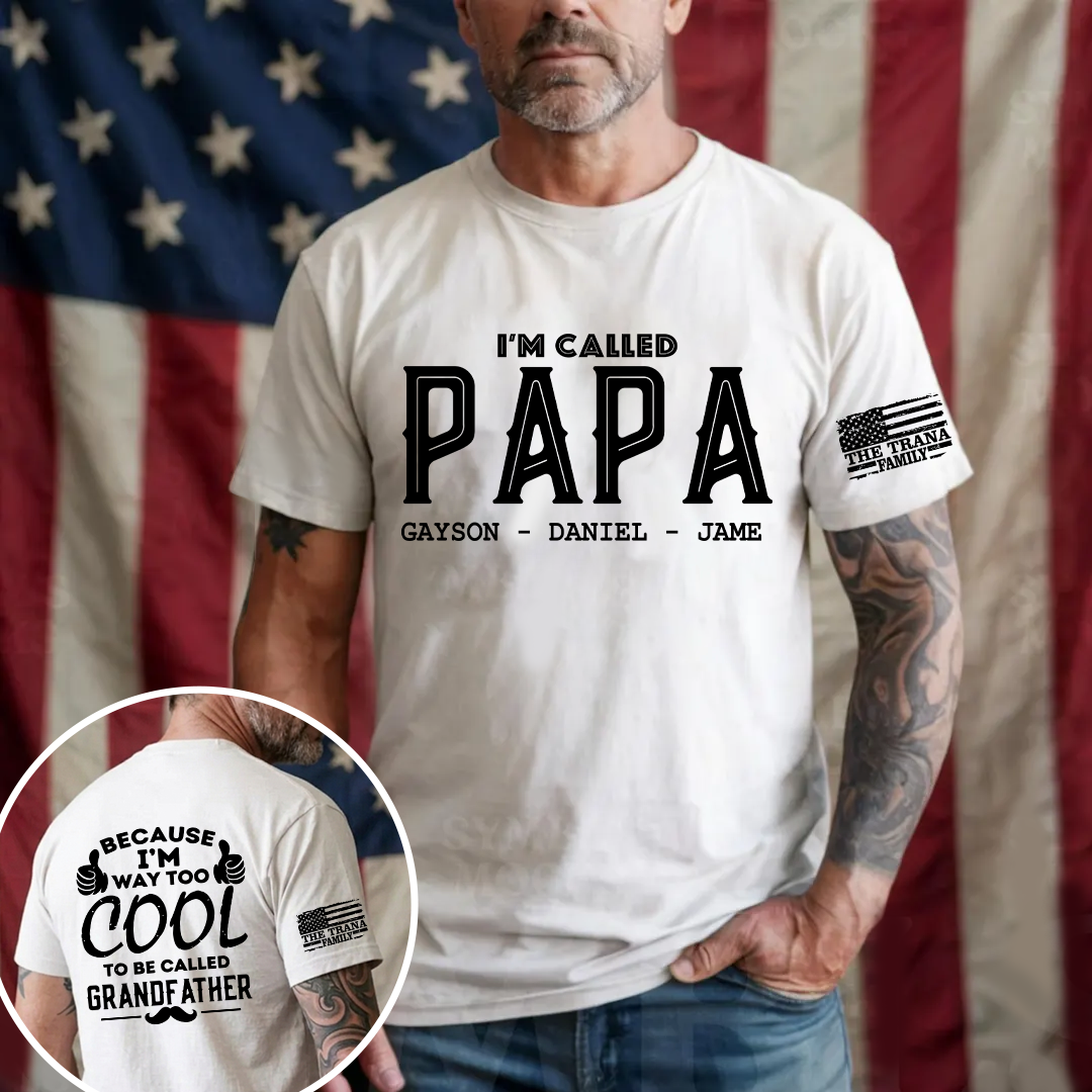 Personalized Grandpa Papa Dad and Grandkids Fathers Day Gift T-Shirt
