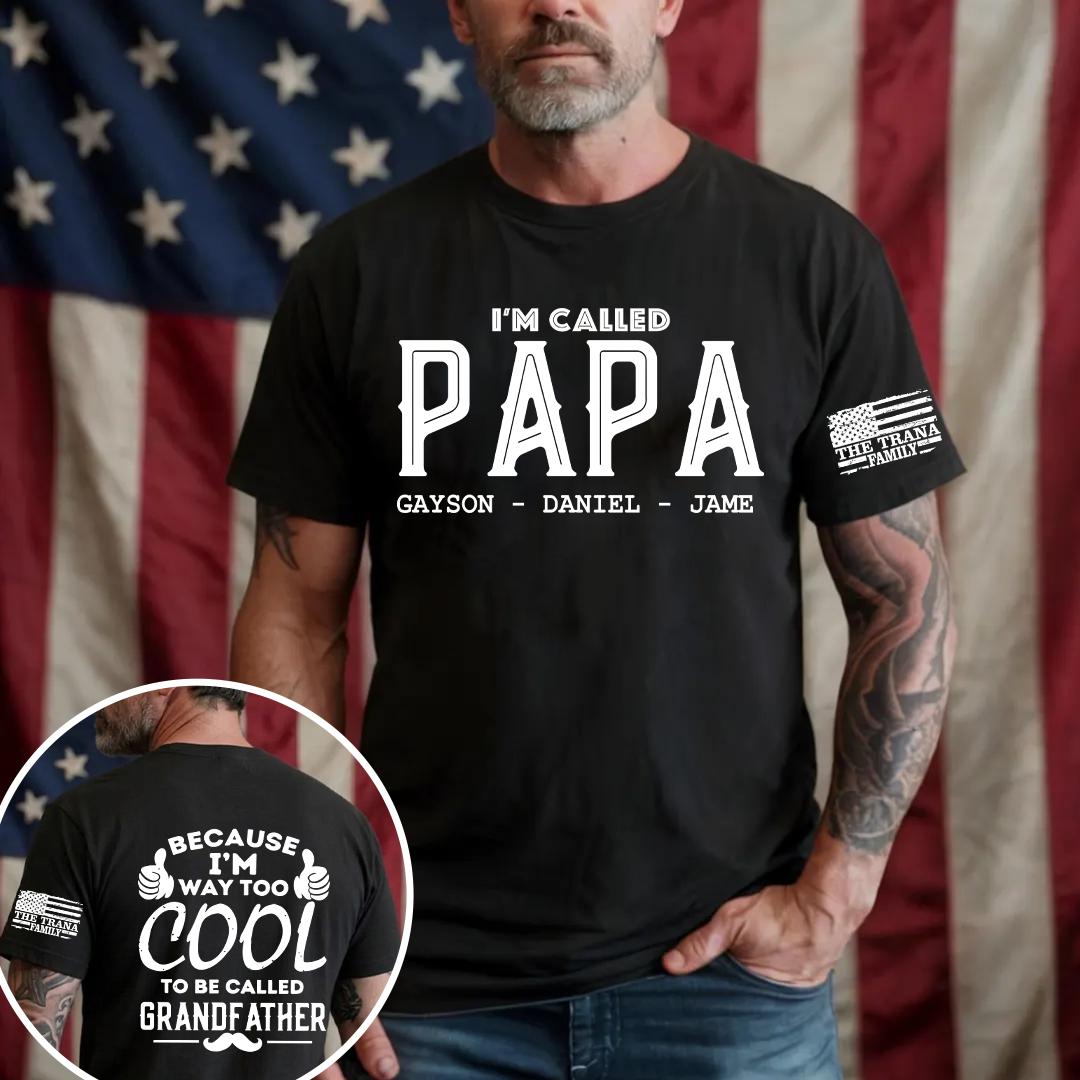 Personalized Grandpa Papa Dad and Grandkids Fathers Day Gift T-Shirt