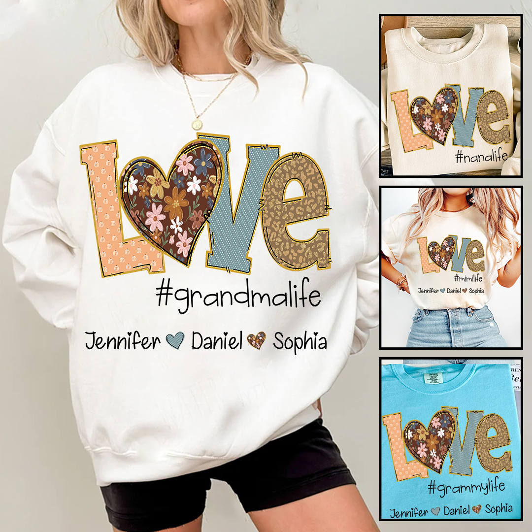 Personalized Love Grandma, Fall Color Grankids Custom Name