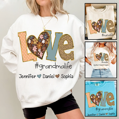Personalized Love Grandma, Fall Color Grankids Custom Name