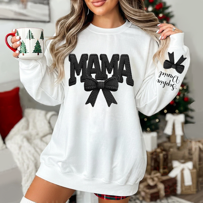 Personalized Mama Nana Mimi and Grandkids Latch Hook Yarn Faux Style Print Sweatshirt