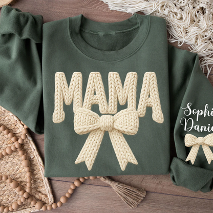 Personalized Mama Nana Mimi and Grandkids Latch Hook Yarn Faux Style Print Sweatshirt
