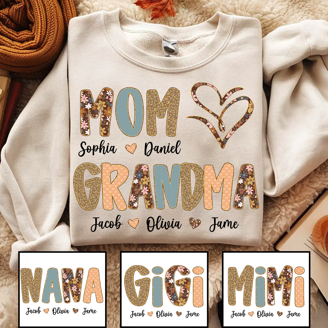Personalized Mom And Grandma Grandkids Fall Heart Shirt