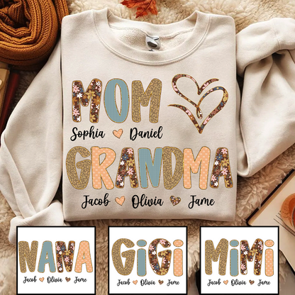 Personalized Mom And Grandma Grandkids Fall Heart Shirt
