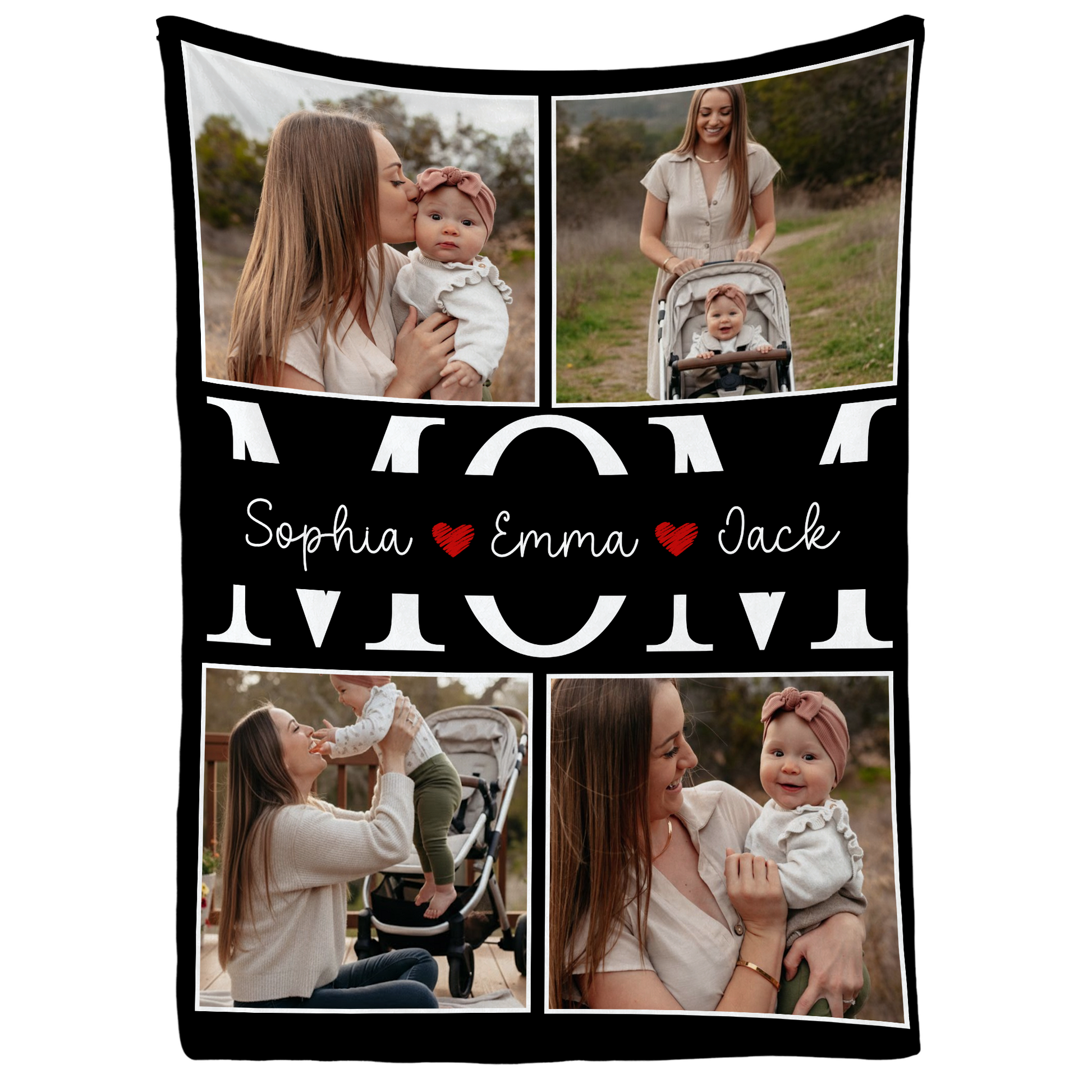 Personalized Mom Photo Blanket – Custom Family Photo Gift With Kids Names