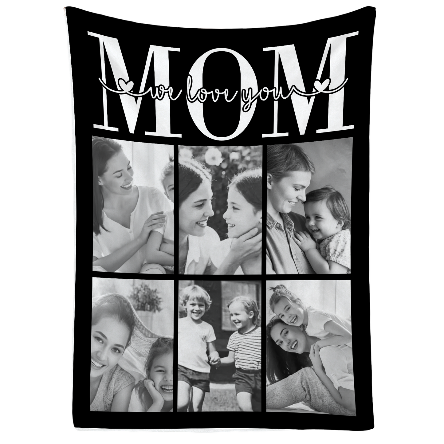 Personalized Mom Photo Blanket – Love You Mom Custom Family Photo Gift
