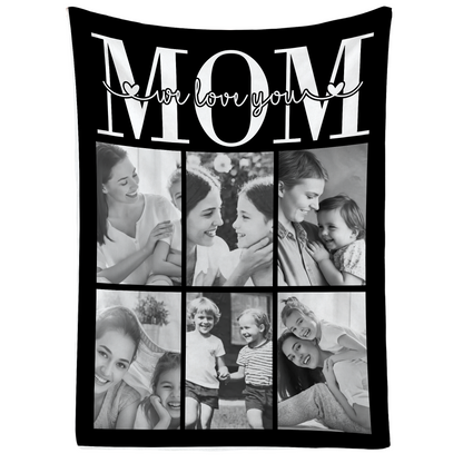 Personalized Mom Photo Blanket – Love You Mom Custom Family Photo Gift