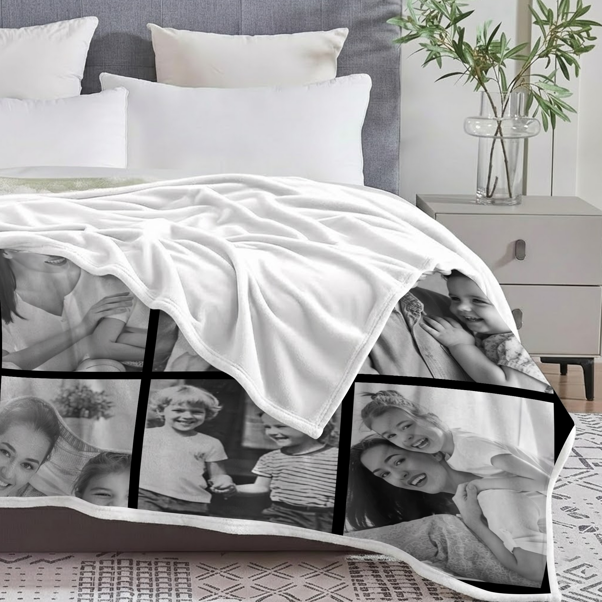 Personalized Mom Photo Blanket – Love You Mom Custom Family Photo Gift