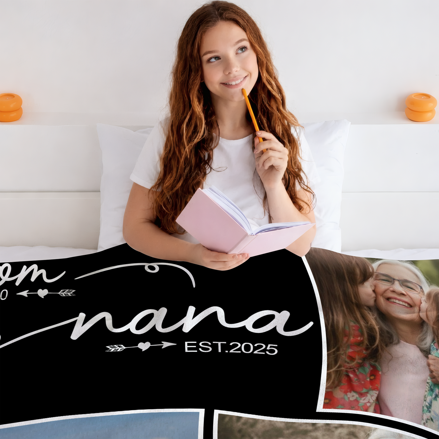 Personalized Nana Photo Blanket – Custom Mom to Nana Family Gift Blanket