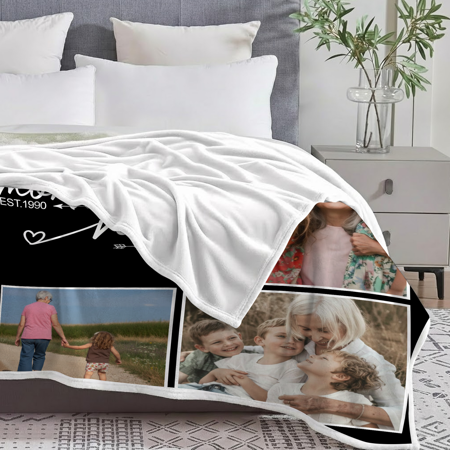 Personalized Nana Photo Blanket – Custom Mom to Nana Family Gift Blanket