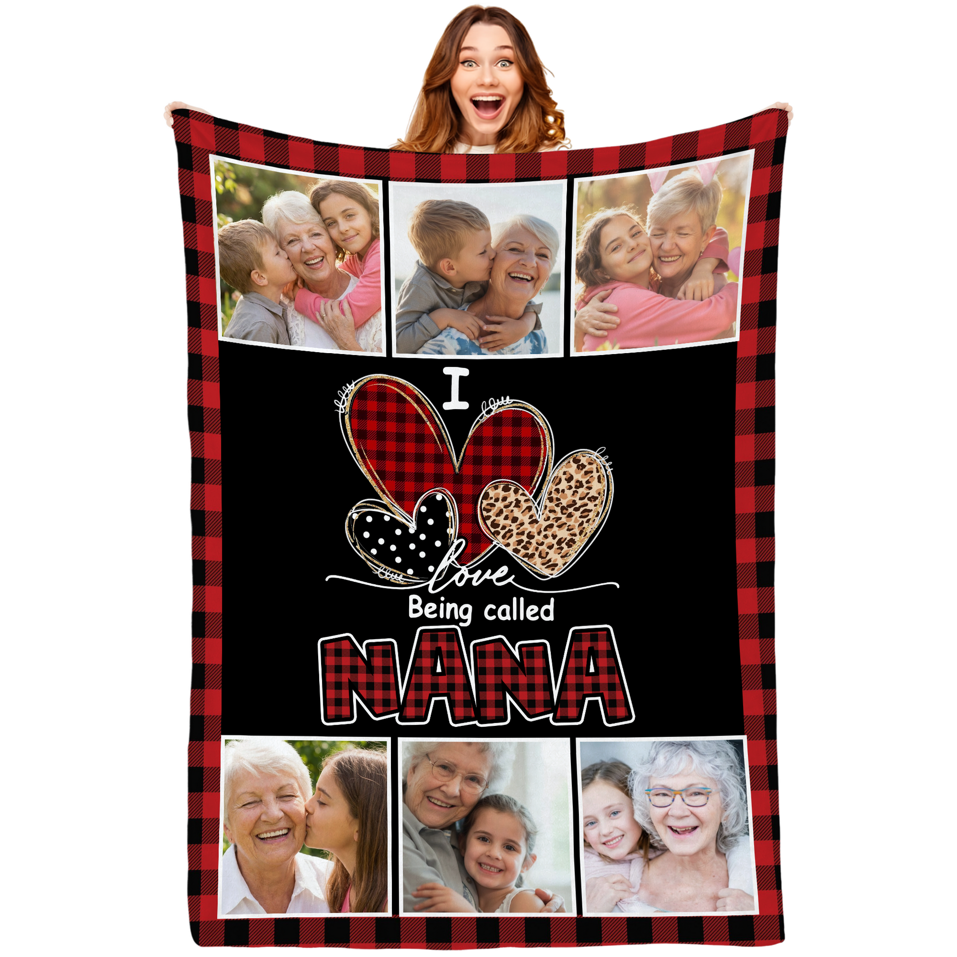 Personalized Nana Photo Blanket – I Love Being Called Nana Custom Family Blanket