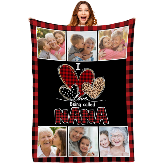 Personalized Nana Photo Blanket – I Love Being Called Nana Custom Family Blanket