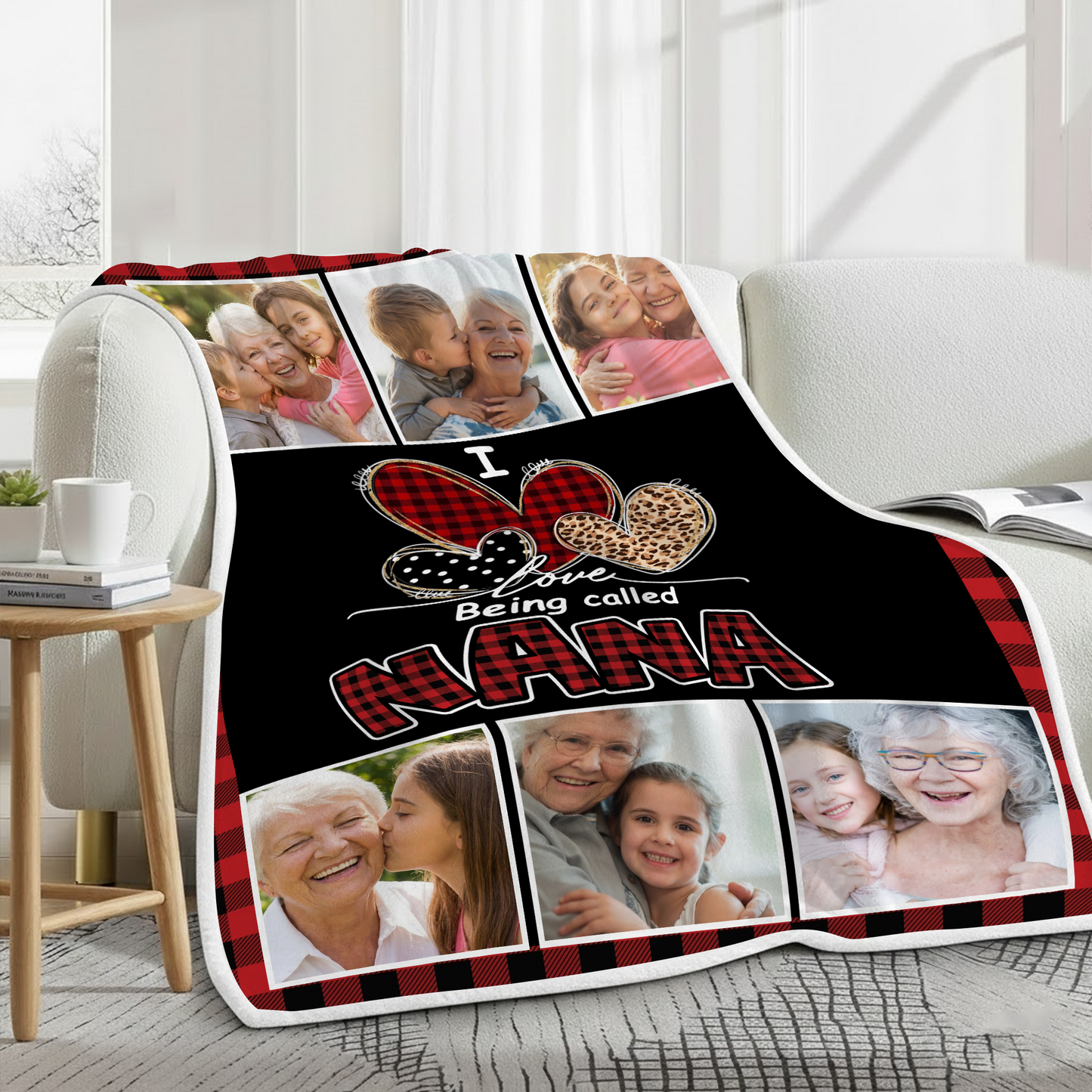 Personalized Nana Photo Blanket – I Love Being Called Nana Custom Family Blanket