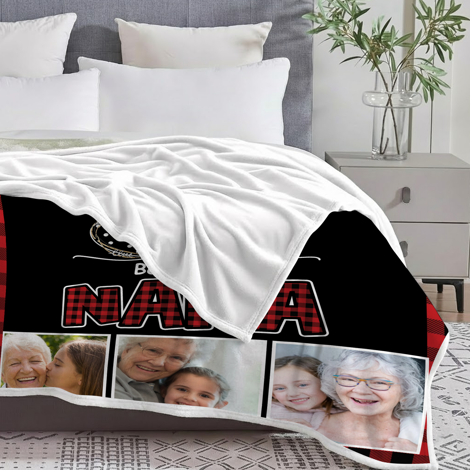 Personalized Nana Photo Blanket – I Love Being Called Nana Custom Family Blanket