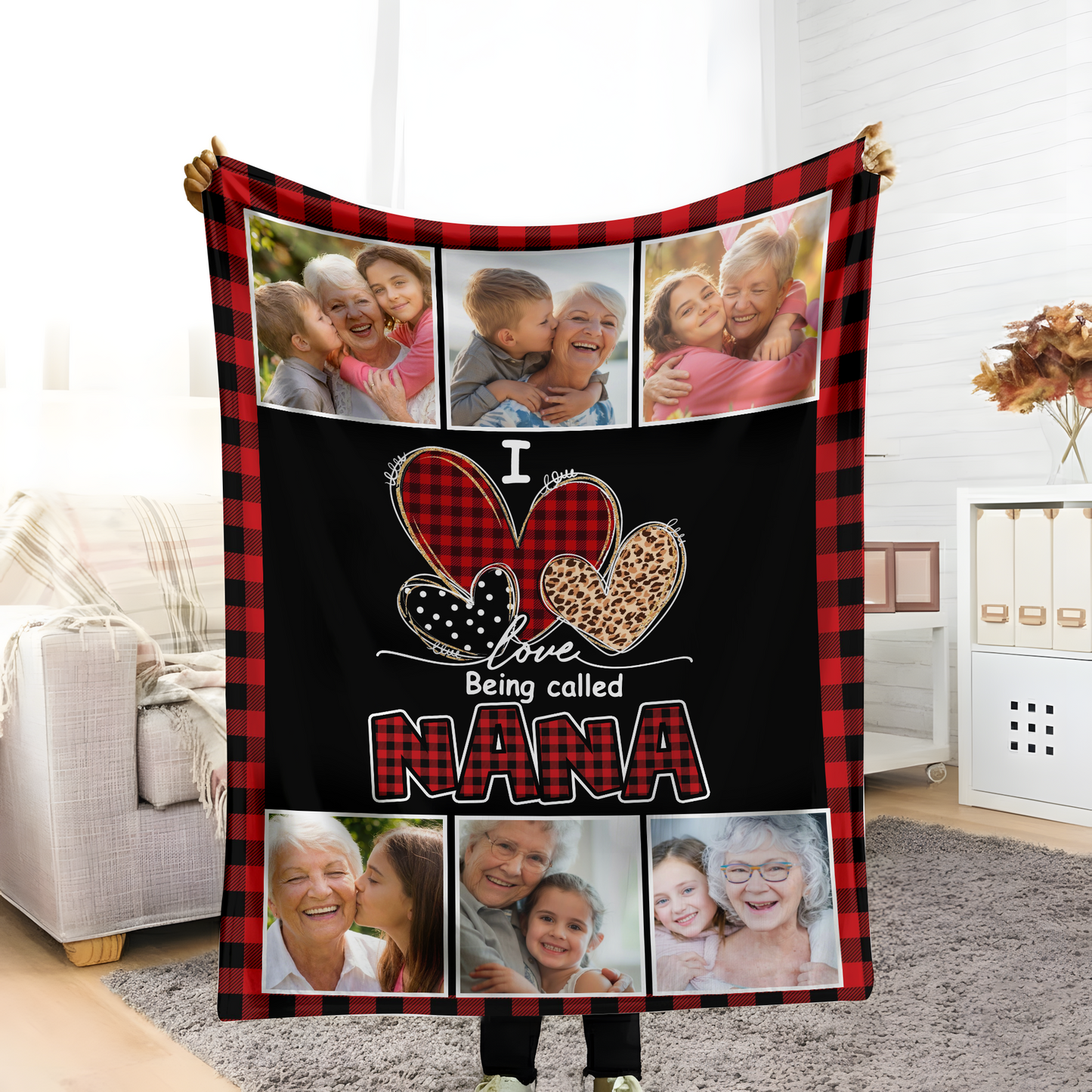 Personalized Nana Photo Blanket – I Love Being Called Nana Custom Family Blanket