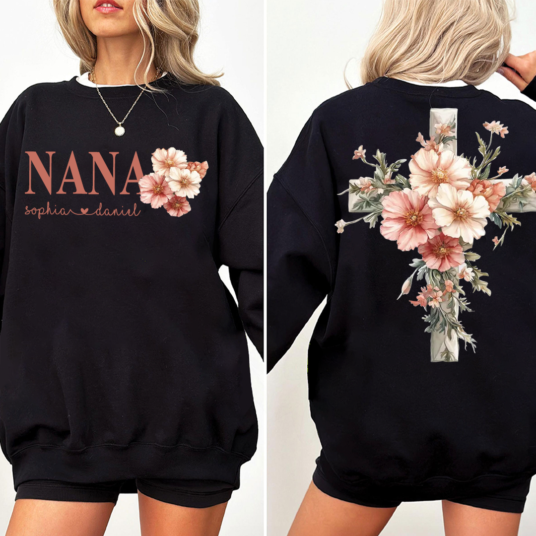 Personalized Nana and Grandkids Floral