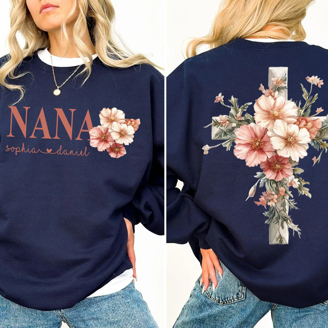 Personalized Nana and Grandkids Floral