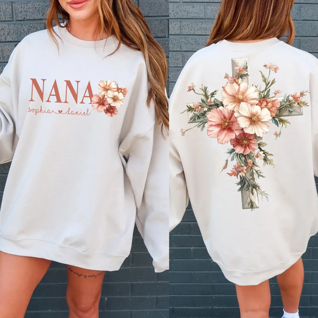 Personalized Nana and Grandkids Floral