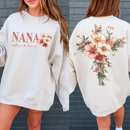 Personalized Nana and Grandkids Floral