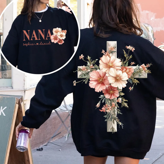 Personalized Nana and Grandkids Floral