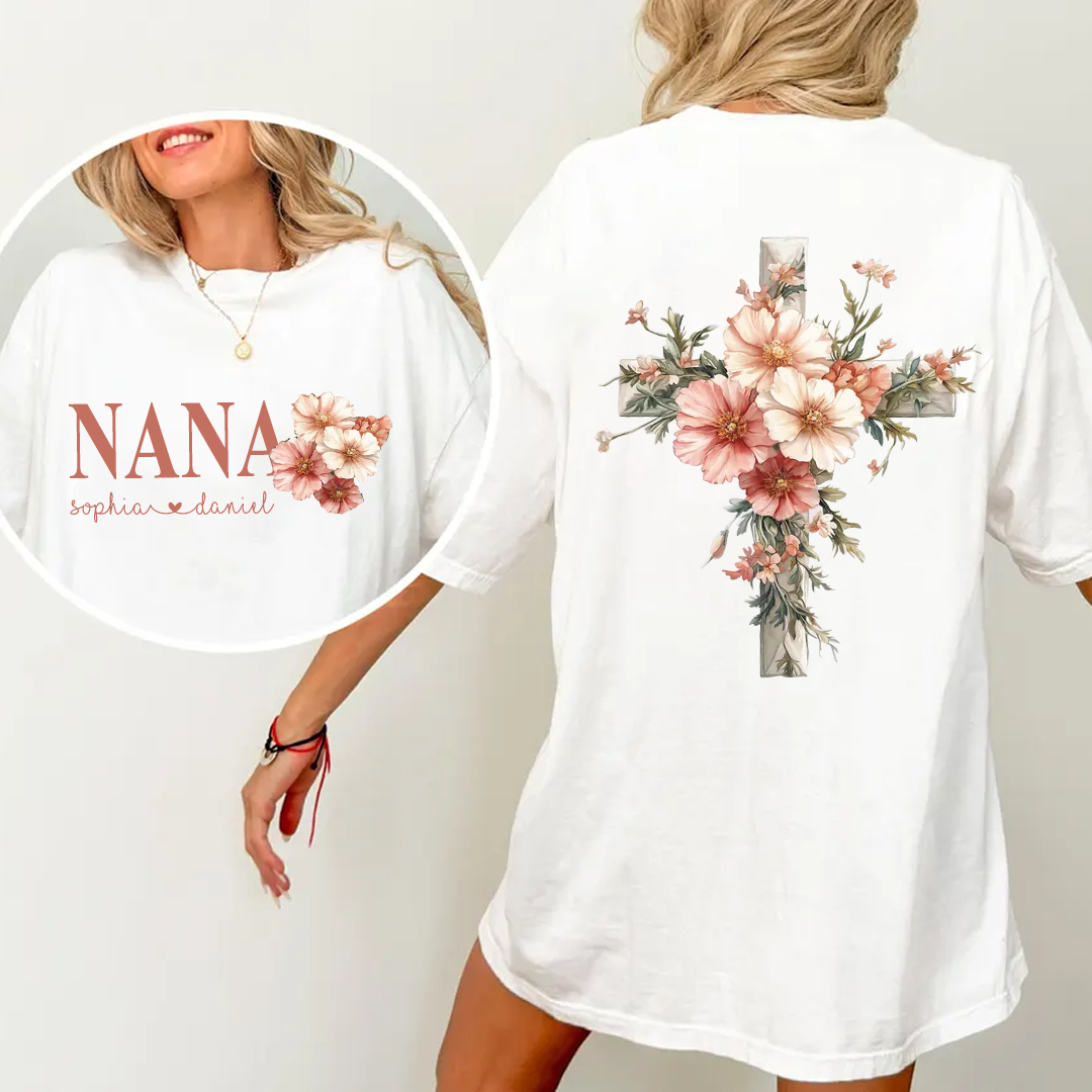 Personalized Nana and Grandkids Floral