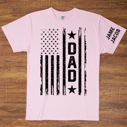 Personalized Papa Grandpa Dad and Grandkids Fathers Day Gift, American Flag Papa, USA 4th of July Family T-Shirt