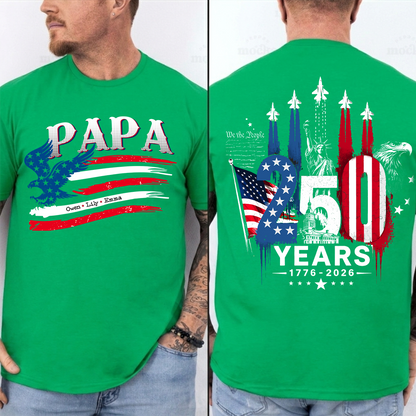 Personalized Papa and Grandkids with American Flag Eagle, American Flag, USA 250th Anniversary