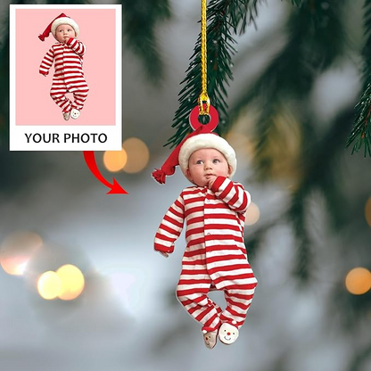 Personalized Photo Baby 1st Christmas Ornament, Custom Baby Christmas Tree Decor, Acrylic