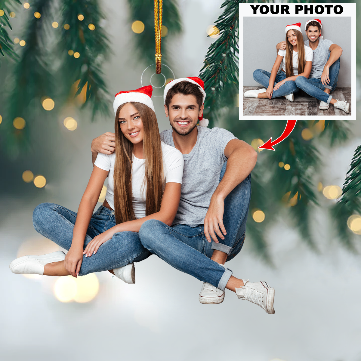 Personalized Couple Photo Christmas Ornament 2025, Custom Acrylic Decoration, Unique Holiday Gift For Couples And Loved Ones