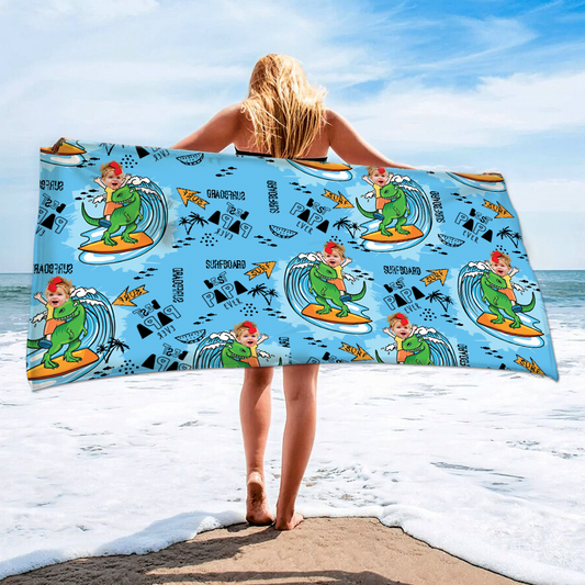 Personalized Sea Summer Beach Towels, Custom Photo, Nick Name Papa And Kids Gifts, Summer Towels