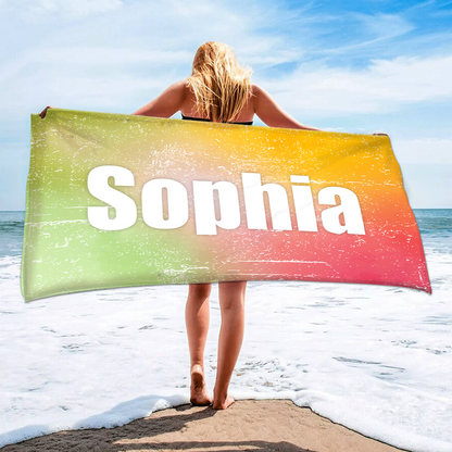 Personalized Summer Beach Towels, Flowers Gifts Kids, Custom Nickname And Kids, Summer Beach Towels