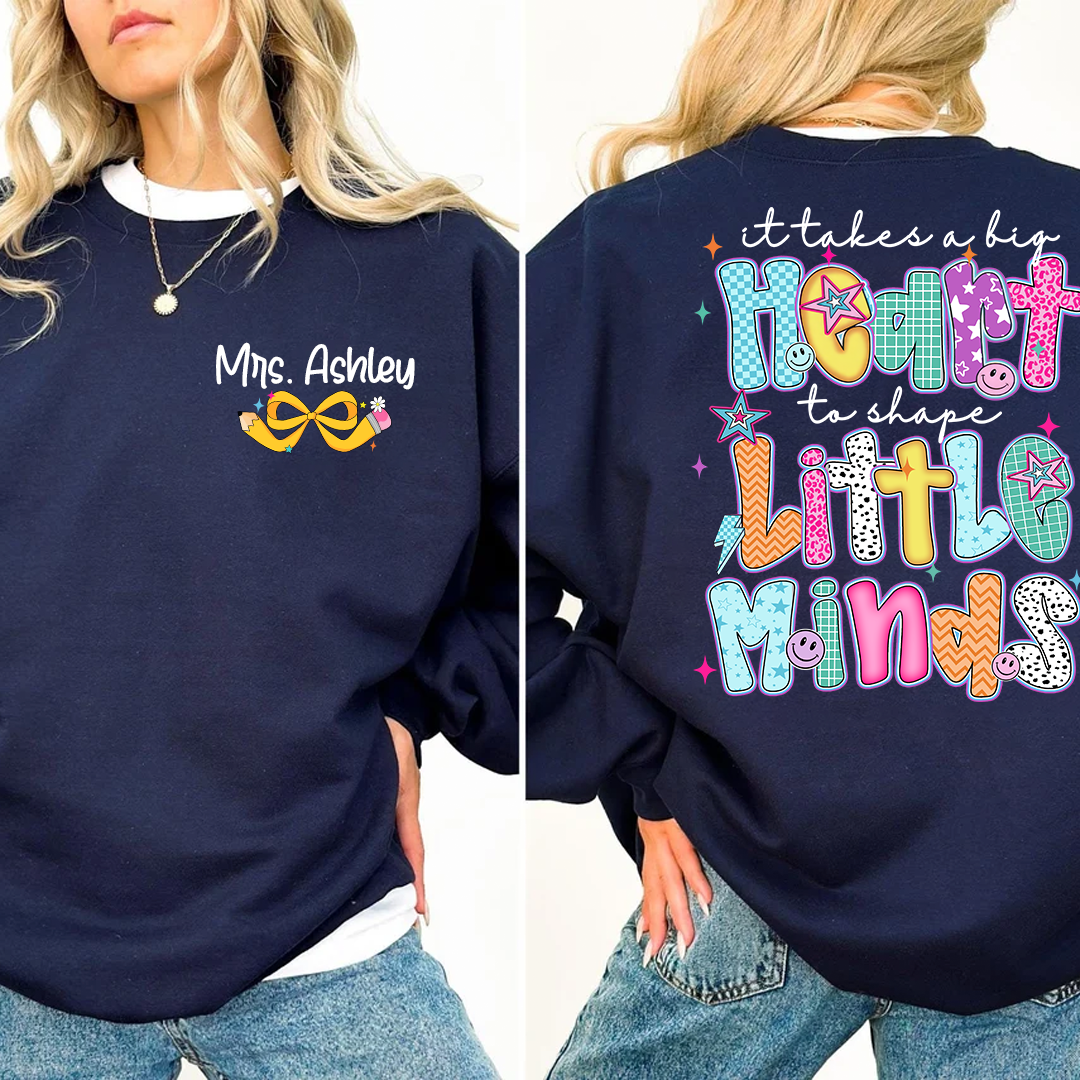 Personalized Teacher Back To School, It Take A Big Heart To Shape Little Minds