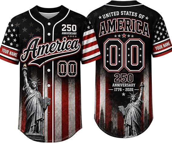 Personalized USA Baseball Jersey Custom Name Number Button Down Sports Shirt Patriotic American Flag Team for Men Women