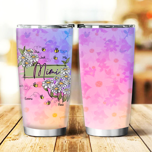 Personalized Water Cups, Custom Grandma And The Kids Bee. Portable Water Cup With Lid