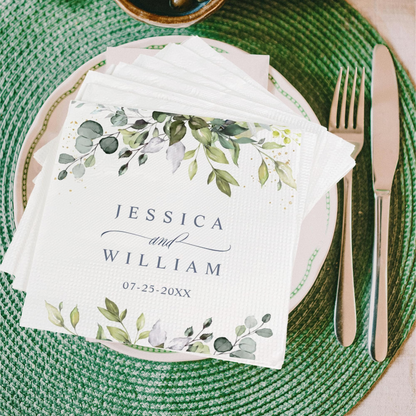 Personalized Wedding Cocktail Napkins, Dinner Napkins for Receptions, Monogrammed Elegant Wedding Paper with Custom Text, Weddings Decors