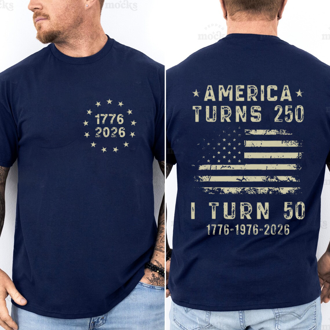 Personalized America Turns 250, Custom Birth Year Birthday Gift, USA 250th Anniversary T-Shirt