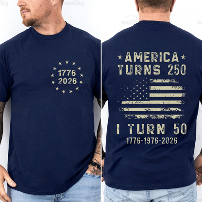 Personalized America Turns 250, Custom Birth Year Birthday Gift, USA 250th Anniversary T-Shirt