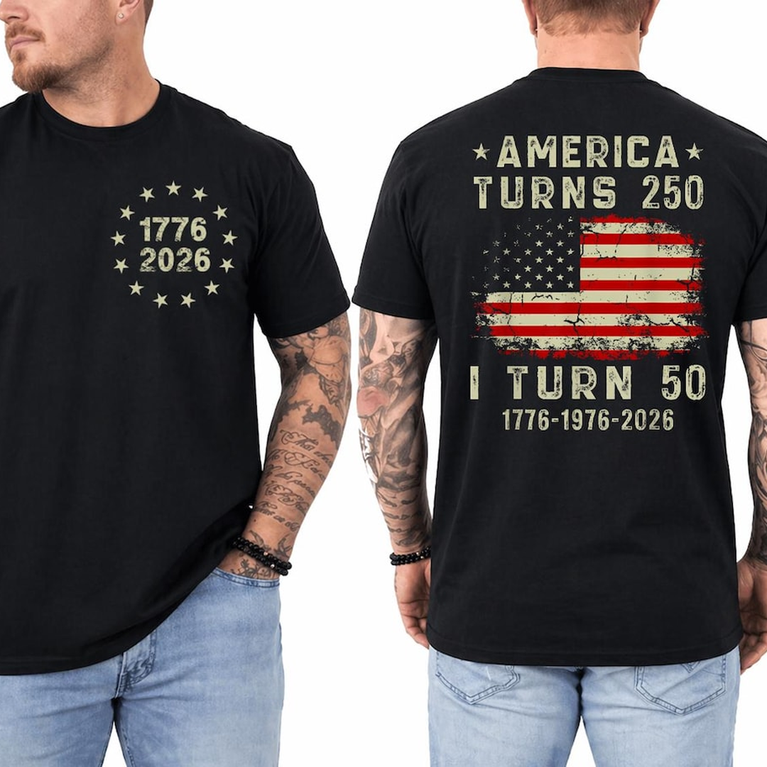 Personalized America Turns 250, Custom Birth Year Birthday Gift, USA 250th Anniversary T-Shirt